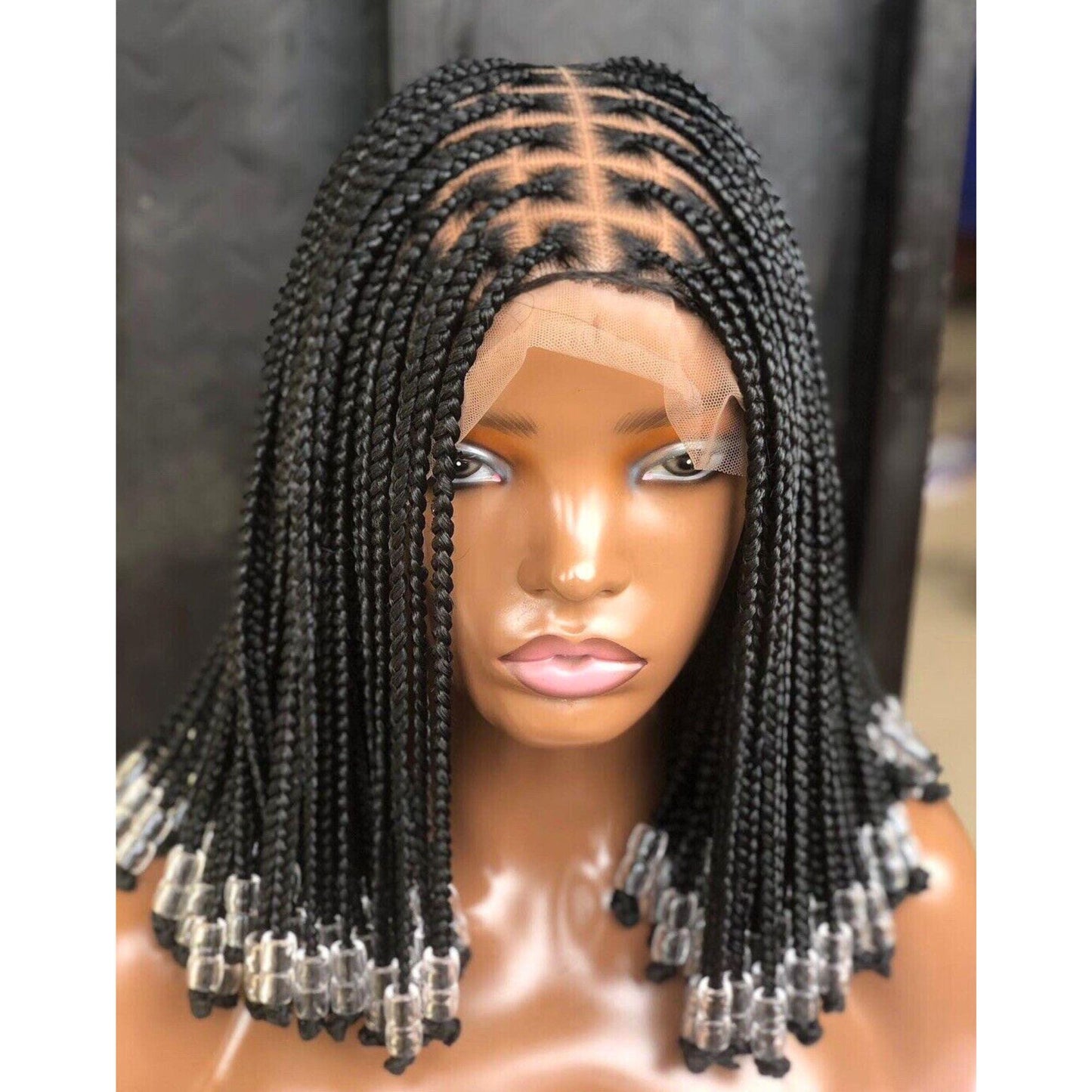 Black full lace single knotless big box braids with bead