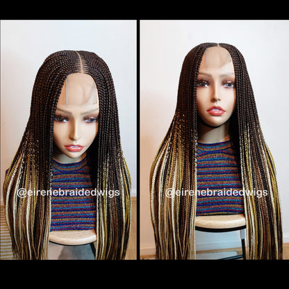 Middle Part Long Conrow Braided Wig