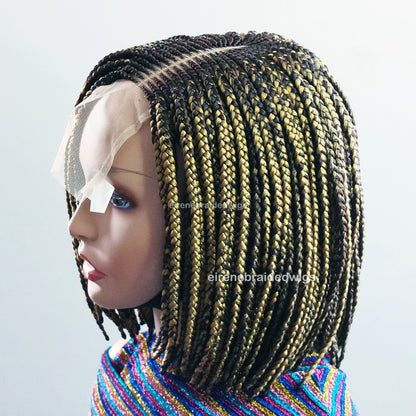 Side-Part Golden Brown Bob Braids Wig
