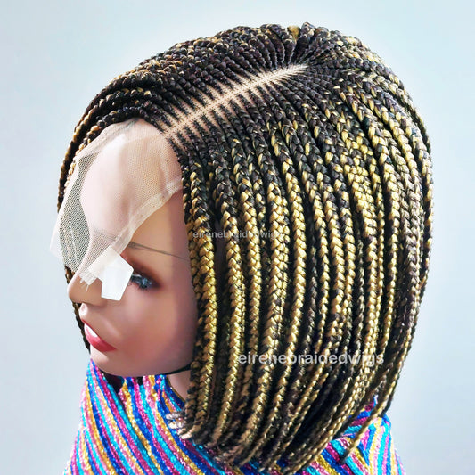 Side-Part Golden Brown Bob Braids Wig