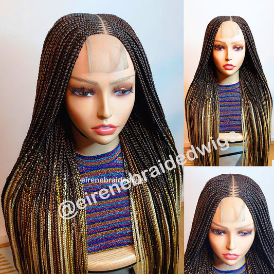 Middle Part Long Conrow Braided Wig