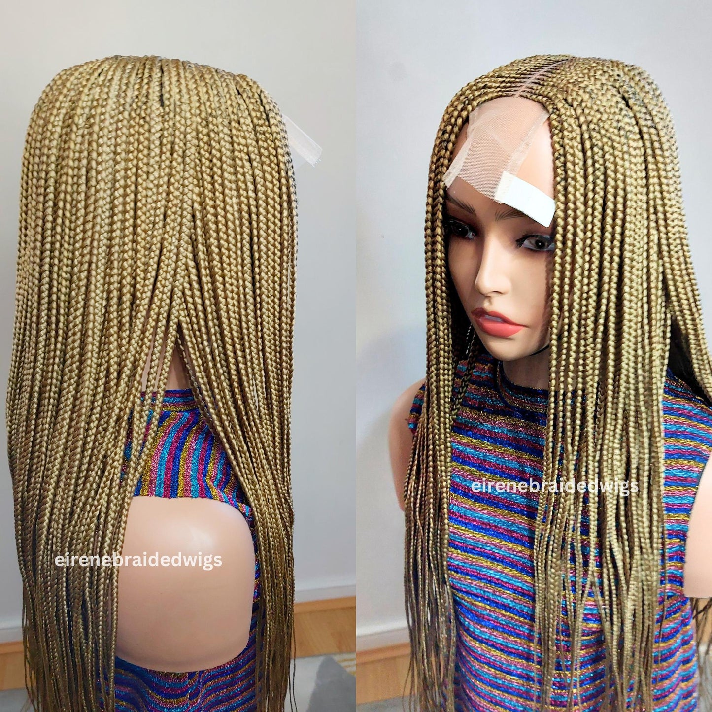Long Middle-Part Gold African Braids Wig