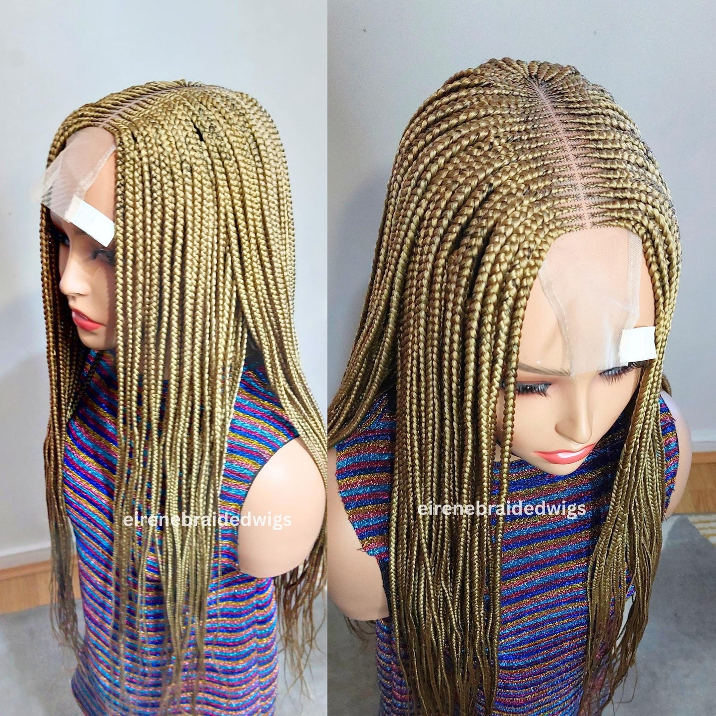 Long Middle-Part Gold African Braids Wig