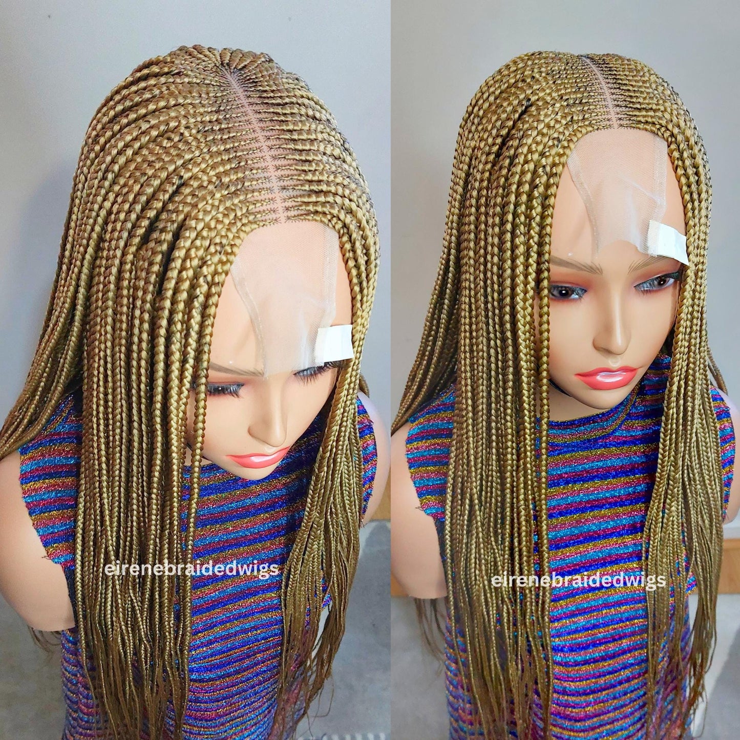 Long Middle-Part Gold African Braids Wig