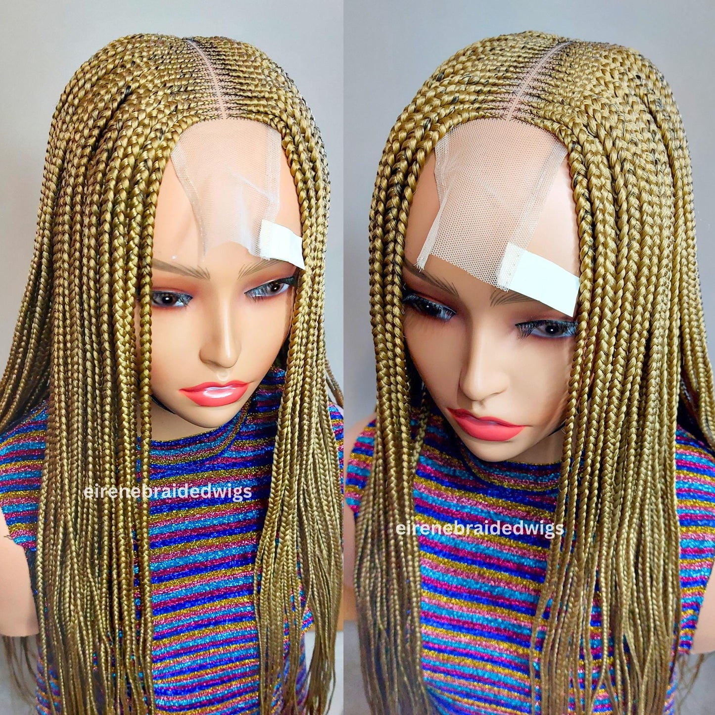 Long Middle-Part Gold African Braids Wig