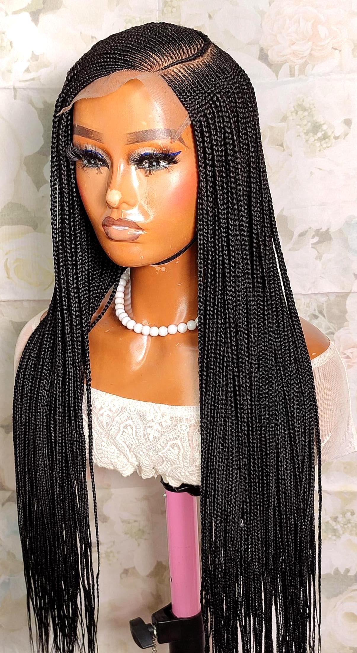 Lace Frontal C-cut Fulani Conrow Braided Wig For Black Women