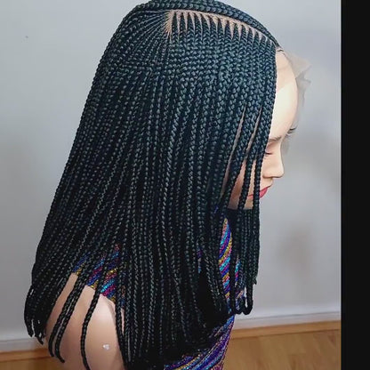 Short bob lace frontal conrow weave braided wigs for black women
